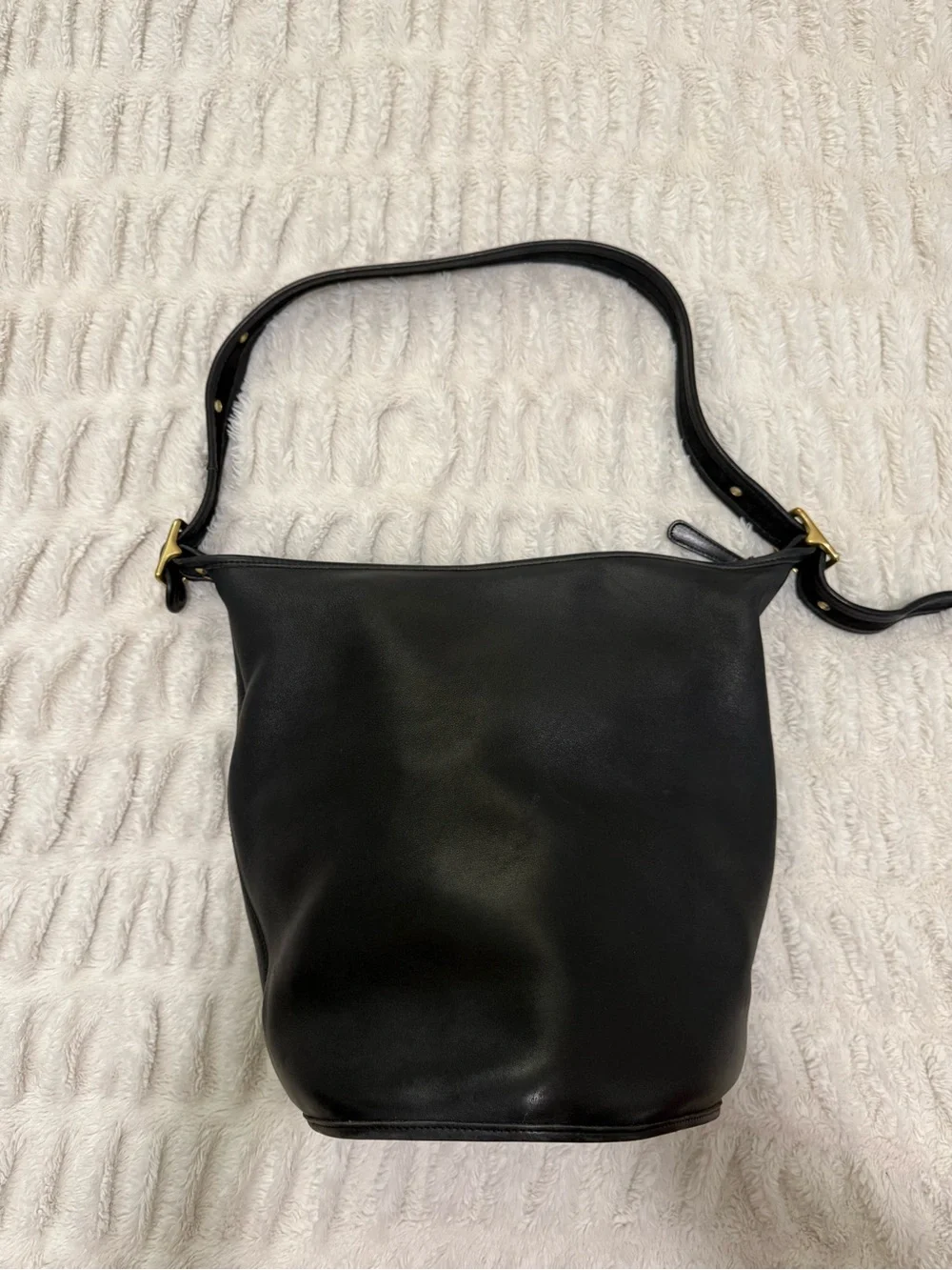 Vintage Coach duffel sac Black Leather Shoulder Bag
